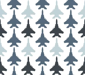 Keuken foto achterwand Militair patroon naadloos patroon met straaljagers