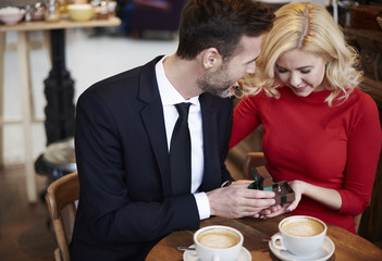 Scene of couple engagement on the coffee bar