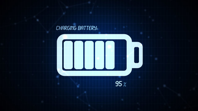 Battery charging icon illustration, rechargeable energy power co