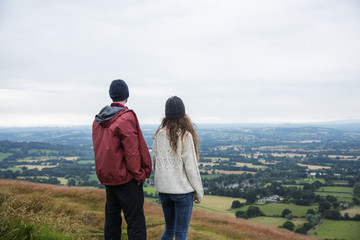 People Rear View Top Mountain Carefree Togetherness Concept