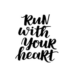 Vector handwritten lettering about sport and motivation. Black ink hand drawn quotes about running and healthy lifestyle. Phrases for your design and inspiration.