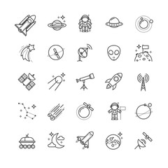 Thin line icons - space, astronomy set