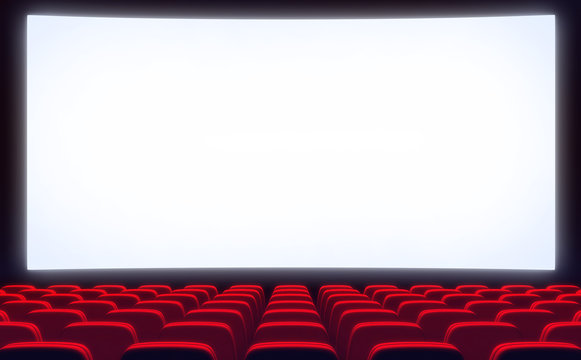 Empty cinema and white screen
