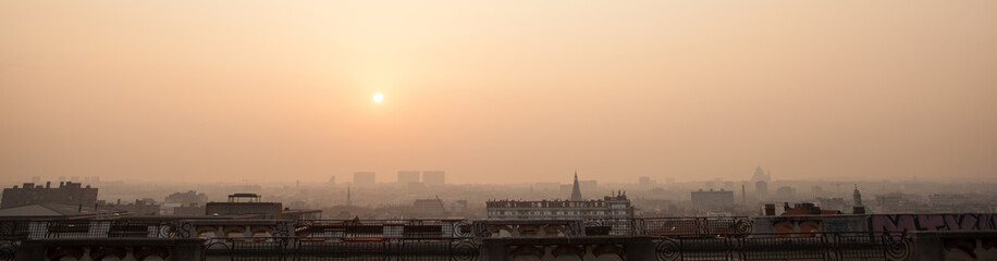 Sunset on the skyline of Brussels