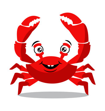 Funny red crab cartoon for food flavor concept