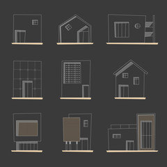 Set of japanese minimal house outline icon vector