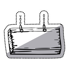 sticker closeup silhouette hanging wooden placard vector illustration