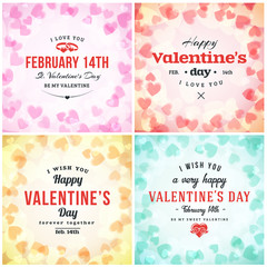 Valentines Day Greeting Card or Poster Design Template. Vintage Typographic Design and Abstract Vector Background. Happy Valentines Day Background