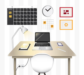 Workspace Interior , vector Illustration