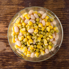 corn, peas, beans