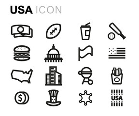 Vector line usa icons set