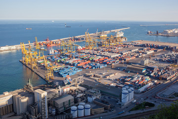 Fototapeta premium Landscape from bird view of industrial port.