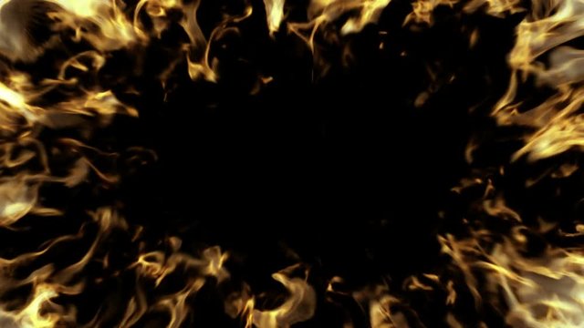 Fire flame background isolated on black background. Loopable