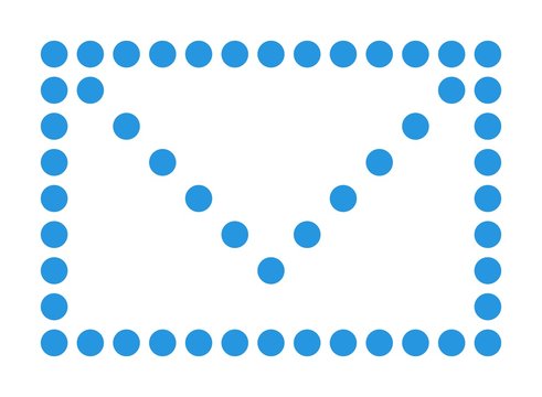 Isoliertes Mail oder Brief Symbol aus blauen Punkten