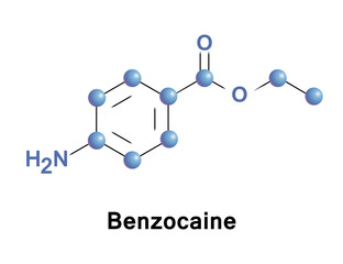 Benzocaine is local anesthetic, a topical pain reliever or in cough drops, or ointments for oral ulcers. It is combined with antipyrine to form A B otic drops to relieve ear pain and remove earwax