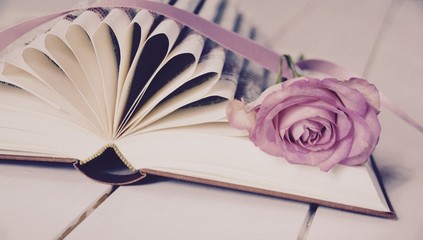 Buch mit Rose - Nostalgisch