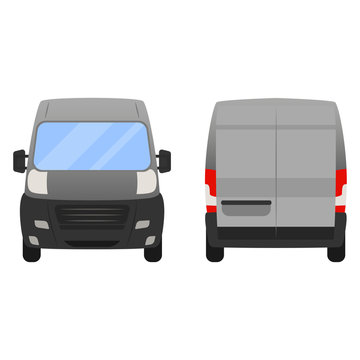 Delivery Van - Layout for presentation - vector template.isolated on white background, grey silver van vehicle template back and front view