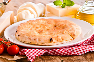 Cheese focaccia bread. 