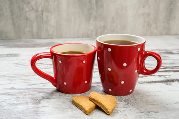 cookies and red coffee cup.