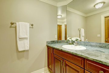 Bathroom design with soft creamy walls