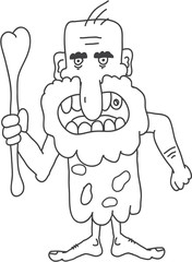 Cave man cartoon illustration outline