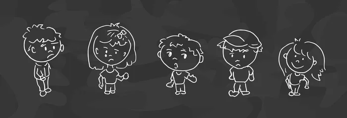 Deurstickers Cartoon tekening van kinderen © emieldelange