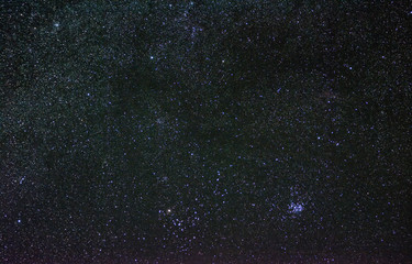 Zodiacal constellation of Taurus with its open star clusters, Pleiades and Hyades