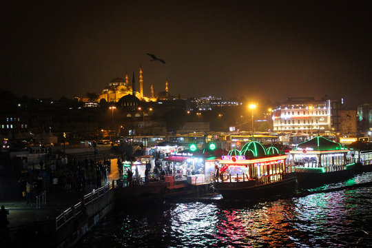Night Istanbul panorama, Turkey