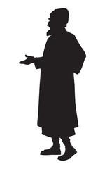 Old Jew in national dress. Vector drawing