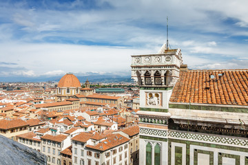 Obraz premium Fragment of Cathedral of Santa Maria del Fiore (Duomo) from viewpoint at Campanilla in Florence, Toscana province, Italy.