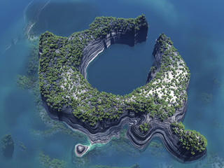 3d illustration exotic island