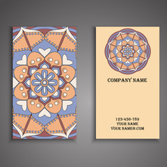 Fototapeta premium Invitation, business card or banner with text template. Round fl