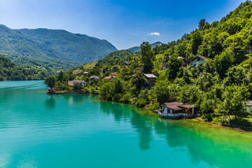 July 11, 2016: Coast of the Neretva River in the countryside of Bosnia