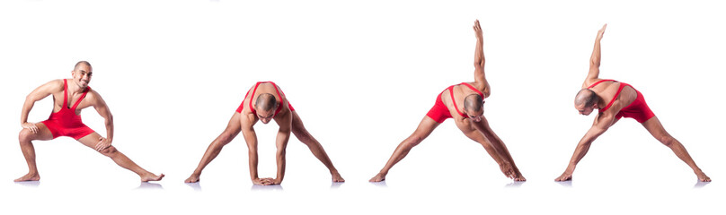 Obraz premium Young wrestler isolated on the white