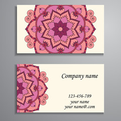 Invitation, business card or banner with text template. Round fl