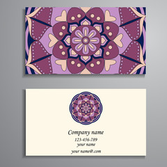 Invitation, business card or banner with text template. Round fl