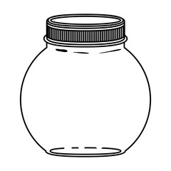 silhouette circular glass container with lid vector illustration