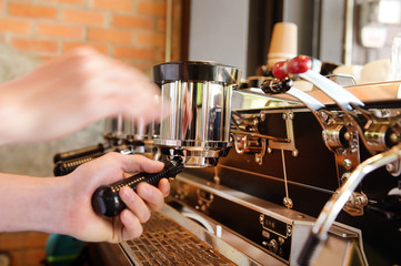 Fototapeta na wymiar coffee machine preparing cup of coffee.