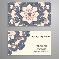 Invitation, business card or banner with text template. Round fl