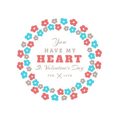 Decorative Floral Frame. Hand drawn design elements. Happy Valentines Day.