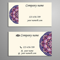 Invitation, business card or banner with text template. Round fl