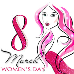 Women's Day. Vector Greeting Card. The 8th of March