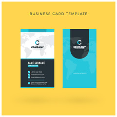 Modern Creative Vertical Double-sided Business Card Template. Flat Design Vector Illustration. Stationery Design