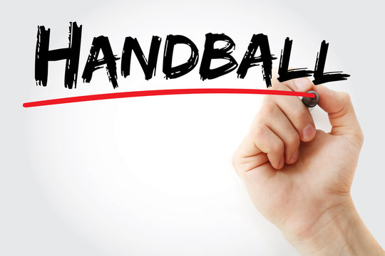 Hand writing Handball with marker, concept background