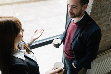 Two colleagues on a coffee break