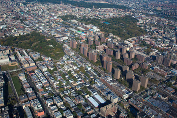 Claremont village. New York. Bronx. Helicopter view 