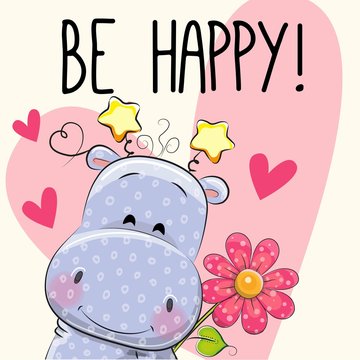 Be Happy Greeting card with Hippo