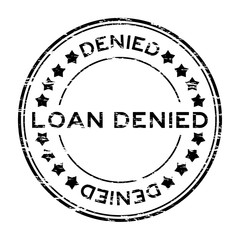 Grunge black loan denied with star icon round rubber stamp