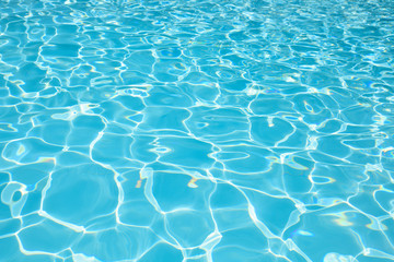 Blue and bright water surface and ripple wave in swimming pool