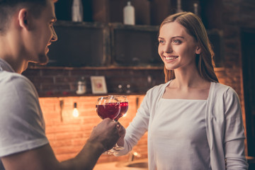 Beautiful couple cooking